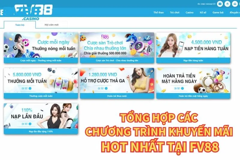 Tổng hợp các chương trình khuyến mãi Fv88 tại hệ thống